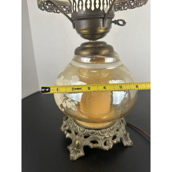 Vintage Accurate Casting 3 Way Clear Amber Lamp GWTW Floral Etched 20" - Picture 7 of 9
